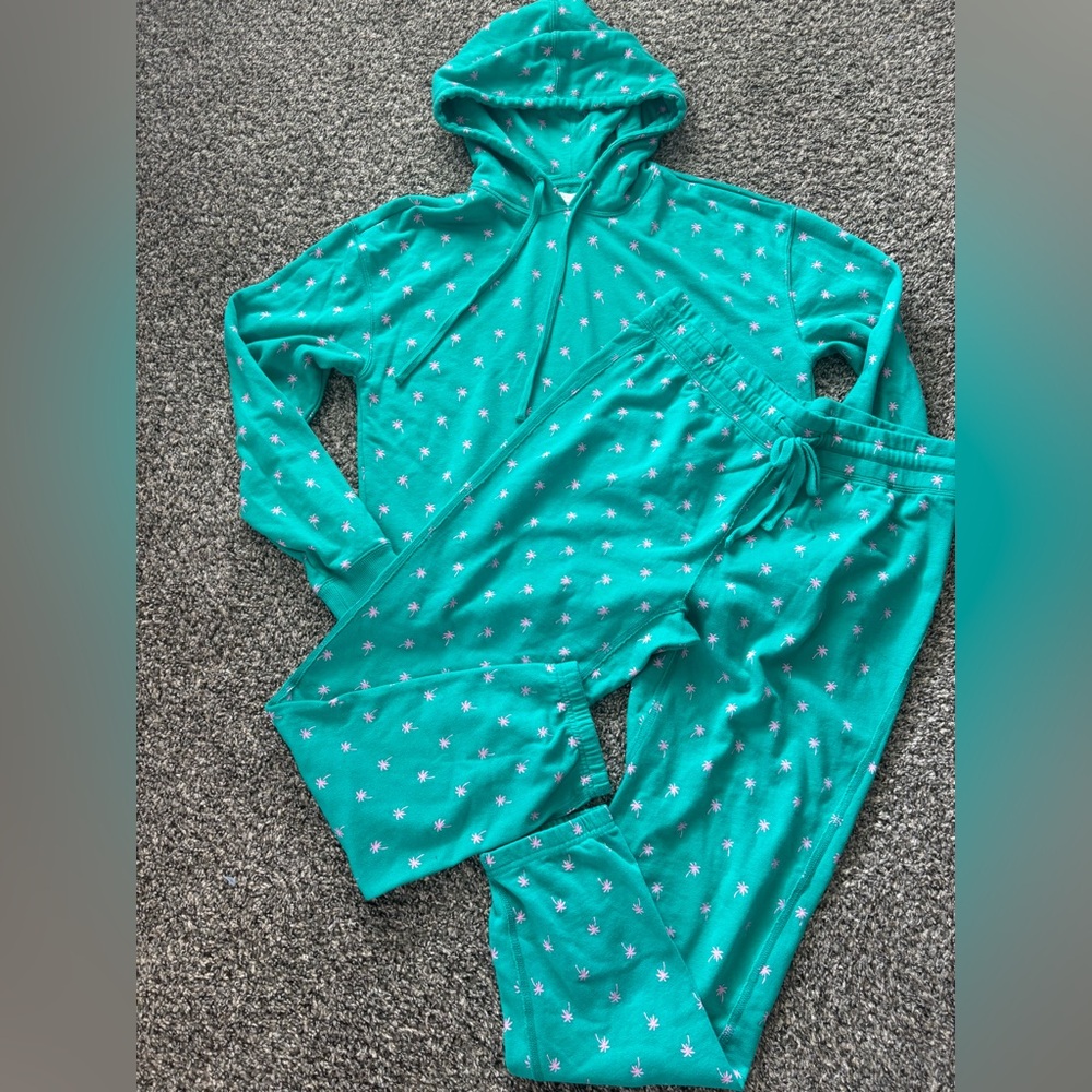 Spiritual Gangster Serena Palm Tree Mazzy Crop Hoodie And Jogger Pants Set Large